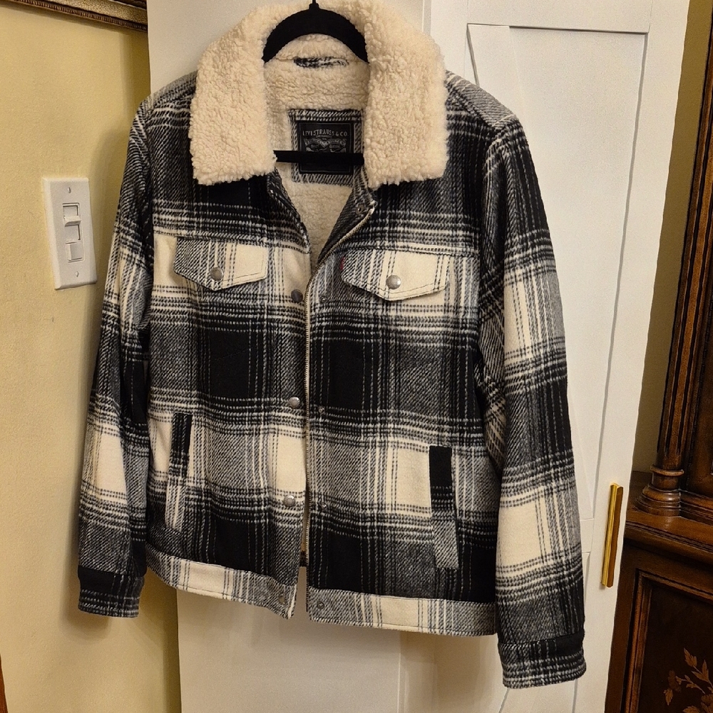 Levi's Black and White Plaid Jacket